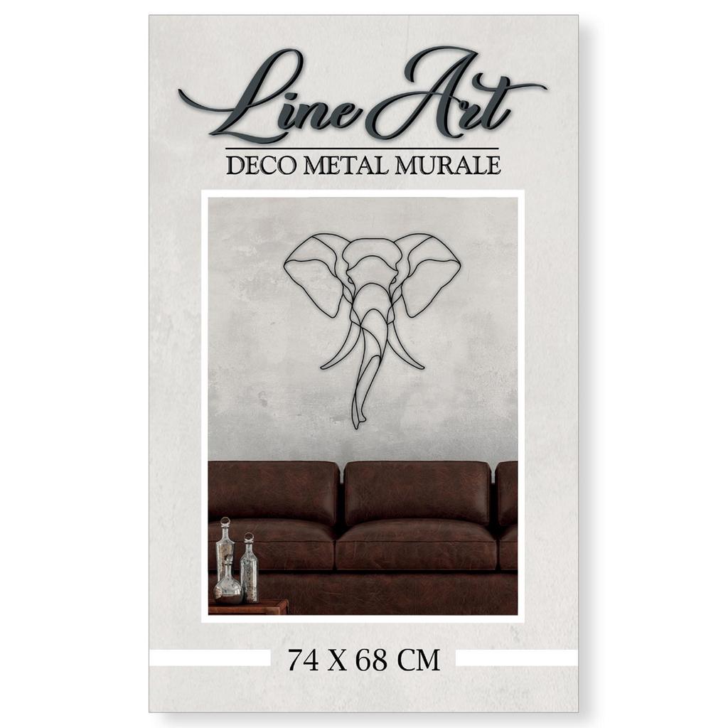 Les Trésors De Lily [A1072] — Металлическое украшение XXL «Слон» чёрное — 74x68 см