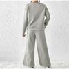 Autumn Women's Pure Color Wide Leg Pants Set Long Sleeved Round Neck Pullover Drawstring Pants Female Suit