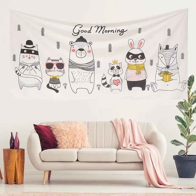 Простой декоративный гобелен с маленькими животными, домашний настенный декоративный гобелен для гостиной, офиса