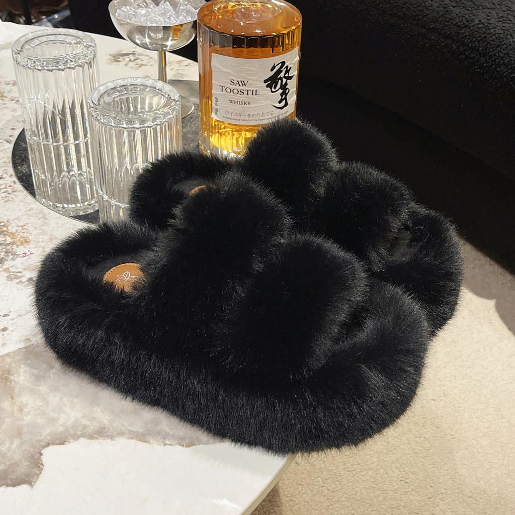 Толстоподошвенные см пушистые тапочки для женщин могут носить большие размеры теплые домашние нескользящие хлопковые швабры осенью и зимой