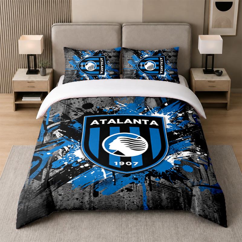 3Pcs Bedding SetAtalanta FC Soft Bed Sheet and Two Pillowcases Home Bedroom Decor