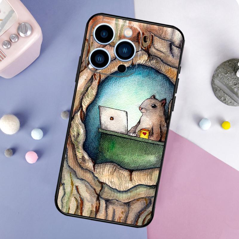 Милый чехол с животным белкой для iPhone 16 15 14 Pro 11 12 13 Pro Max XS X XR Plus 12 13 Mini Мягкая крышка