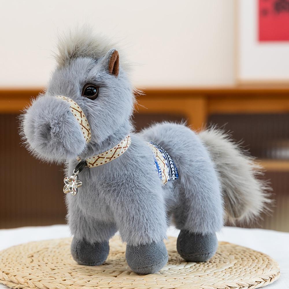 High Quality 23cm Pony Plush Toy Soft Miniature Throw Pillow Doll Realistic Stuffed Horse Zodiac Year of the Horse Gift