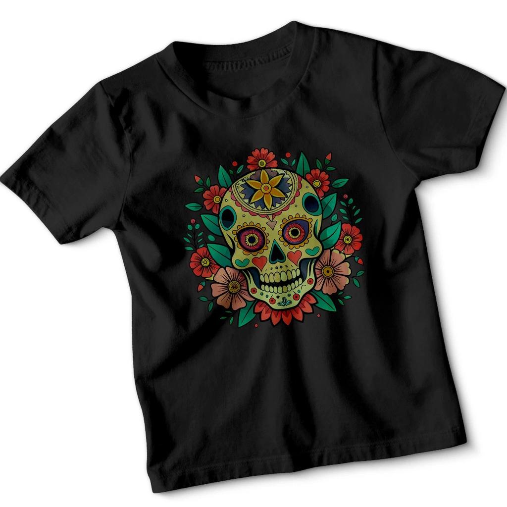 Sugar Skull Day Of The Dead Dotd Kids Tshirt Childrens Tee