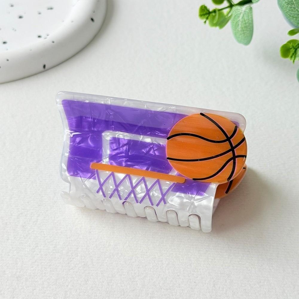 Trendy Style Basketball Print Hair Claw Acrylic Material Football Hair Clip For Women