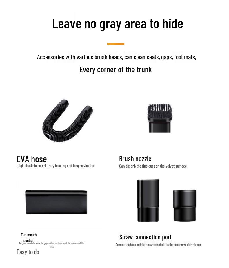 Высокомощный автомобильный пылесос 120 Вт - Для влажной и сухой уборки с сильным всасыванием и HEPA-фильтром