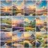 New Arrival Diamond Embroidery Sunset Rhinestones Picture Landscape Painting River Cross Stitch Mosaic Flower Wall Art