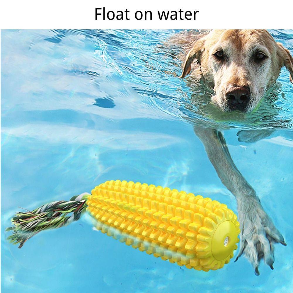 Tough Rubber Dog Chew Toy Corn Stick Design Interactive Squeaky Dog Toys Medium Large Dogs