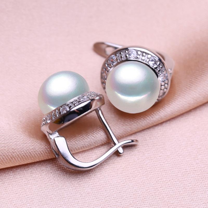 seniko 8-9mm Natural Freshwater Pearl Earrings Fashion Cubic Zirconia Clip Earrings For Women Girl Gift