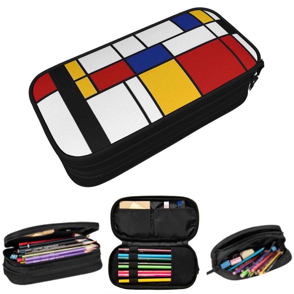 Piet Mondrian Pencil Case for Kids School Pen Box Pencil Bag Stationery Supplies Pen Holder Bag