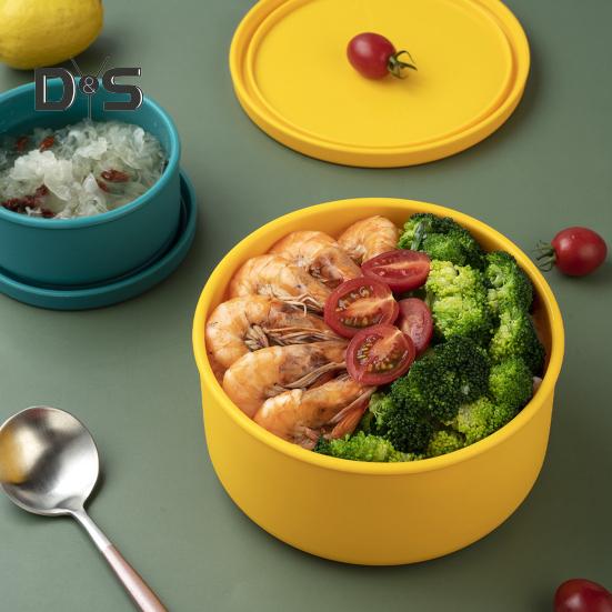 Силиконовый ланч-бокс 300 мл/400 мл/700 мл/1300 мл/2100 мл, сохраняющий свежесть с крышкой, термостойкость, герметичный контейнер для обеда