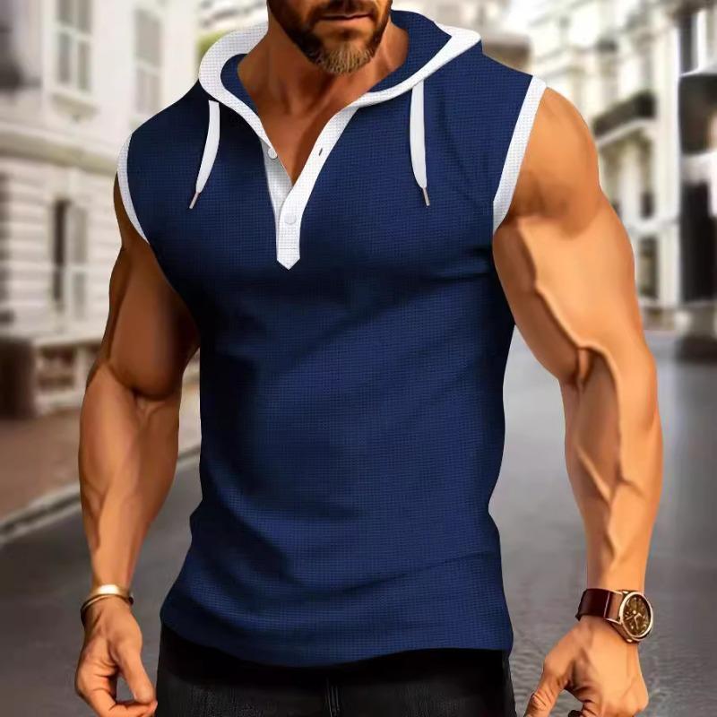 Мужская рубашка-поло Muscle без рукавов с капюшоном