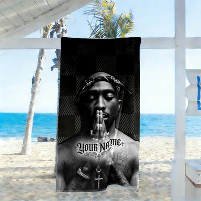 2pac Customizable Name Beach Towel Super Soft & Absorbent Suitable for Sports Travel Swimming Yoga Bathroom Beach And Pool