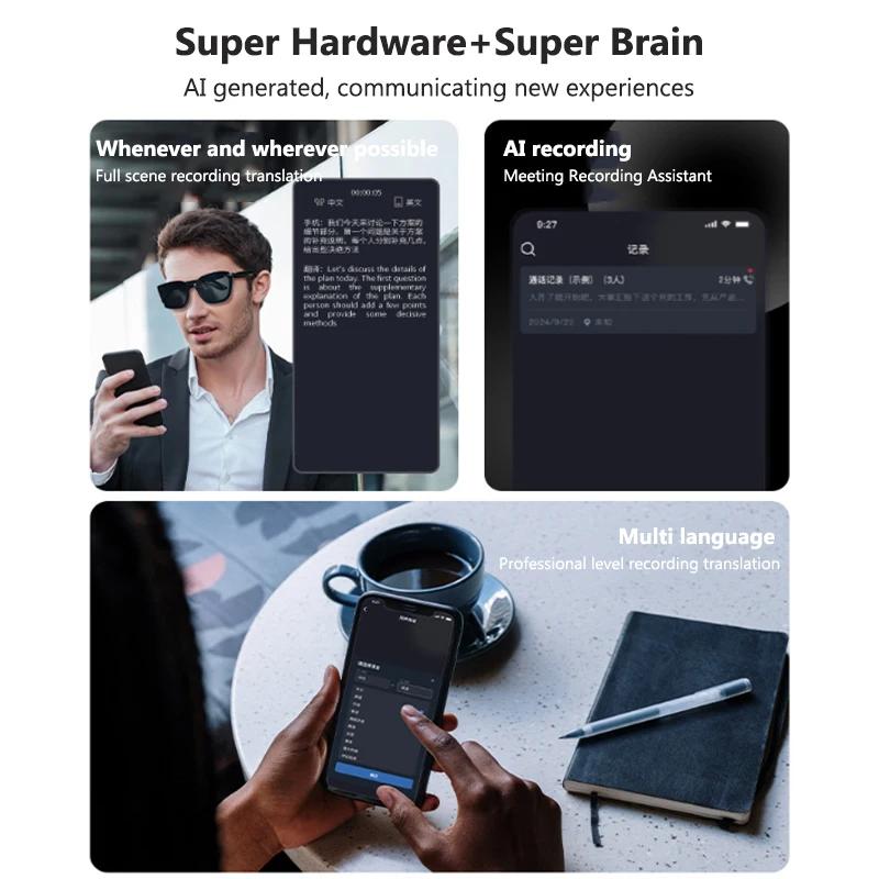 Smart AI Translation Sunglasses Real-time Language Translator Wireless Bluetooth Headset Driving GlassesListen Music Phone Call