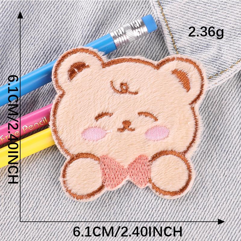 Оригинальные милые наклейки с вышивкой в виде плюшевого медведя - самоклеящиеся нашивки на одежду