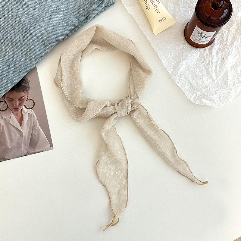 Шелковый шарф новая мода тонкий дышащий маленький шарф шарф темпераментный универсальный шарф для защиты шеи ромбовидный шелковый шарф талия