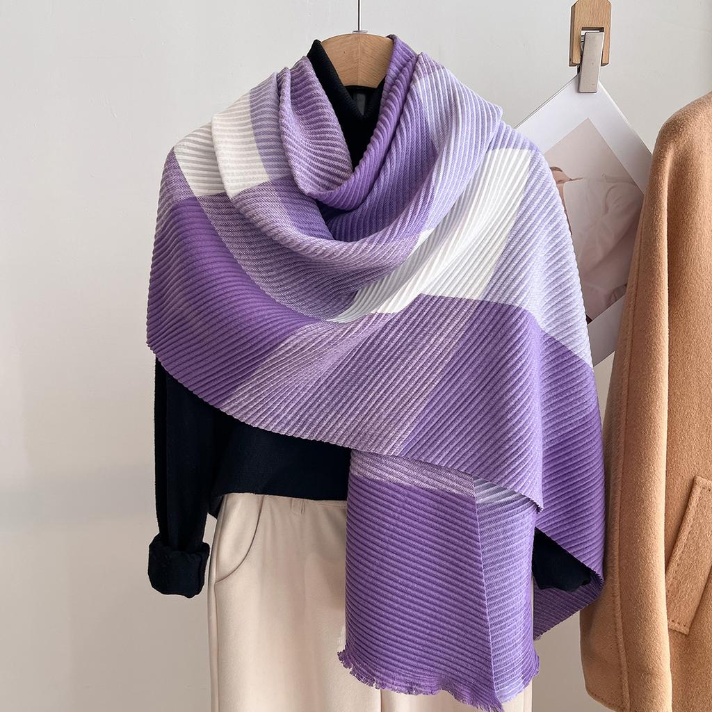 Women Winter Cashmere Scarf Stripe Pashmina Luxury Brand Shawls and Wraps Bufanda Hijab Travel Stoles Echarpe Warm Blanket