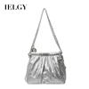 Women's Silver Tote Bag, Korean Version of Work Commuting Large-capacity Pleated Shoulder Armpit Bag