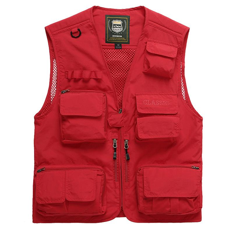 Рыболовный жилет с несколькими карманами, мужской однотонный жилет на молнии больших размеров, куртка без рукавов