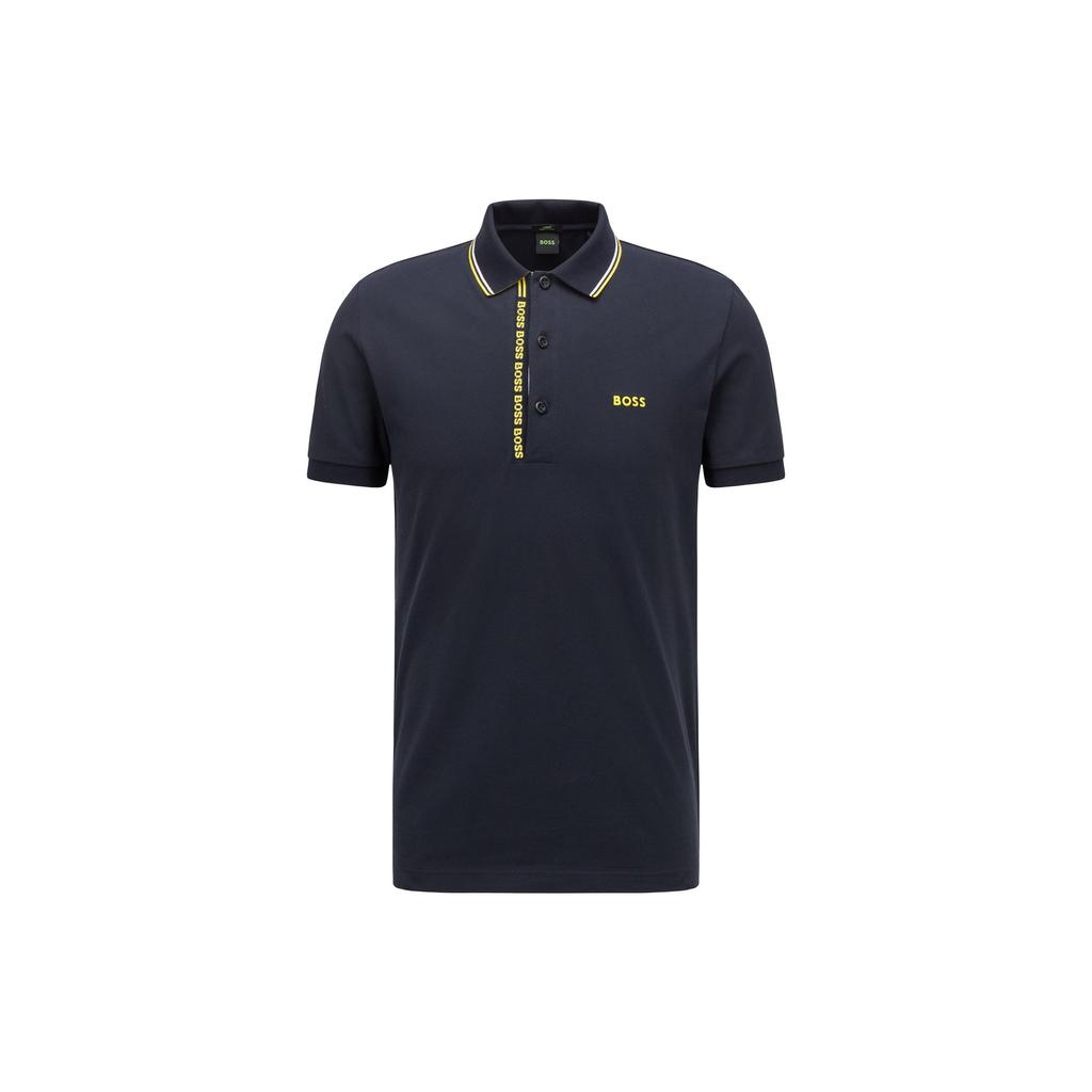 HUGO BOSS Polo Shirts Men's Navy Blue Polo Collar Moderate Straight Fit 50469391-405