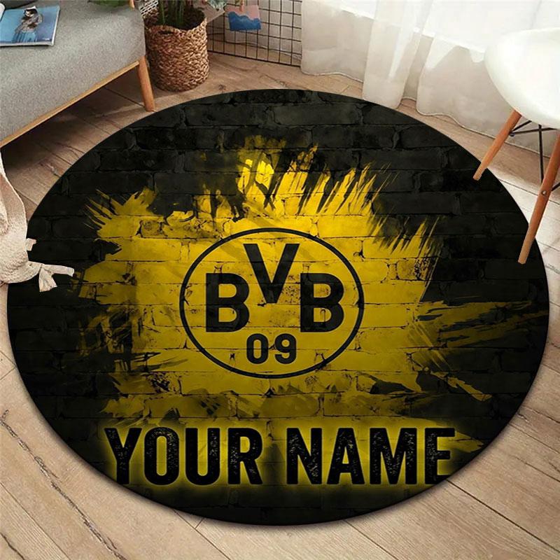 Borussia Custom Name Round Area Rug,Carpet Rug for Living Room Bedroom Sofa Playroom Decor,Non-slip Floor Mat
