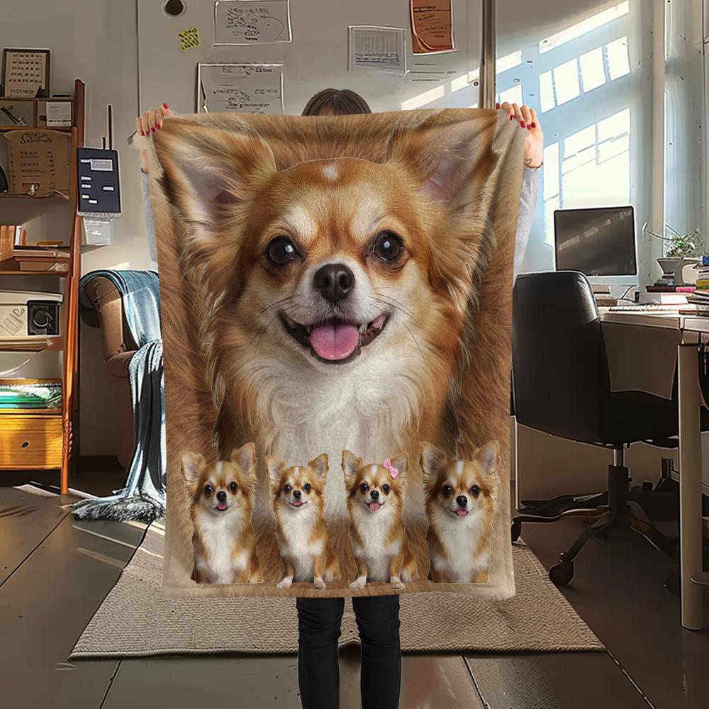 1 шт. Фланелевое одеяло с принтом собаки Чихуахуа и Пуделя, Высокое качество, Удобное для всех сезонов, Декор для дома, Тепло и уют, Идеально для подарков