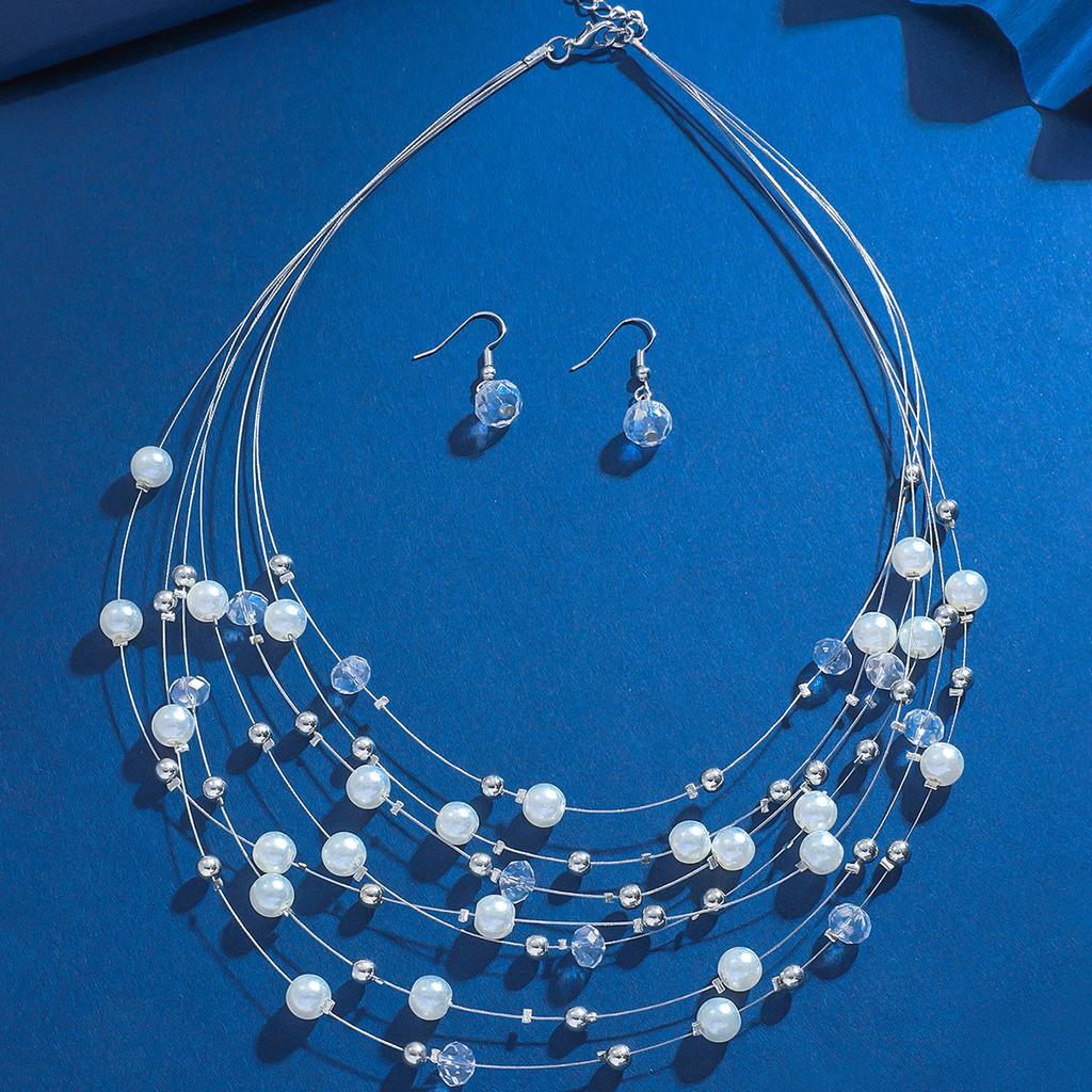 Преувеличенное богемное бирюзовое хрустальное многослойное ожерелье серьги ретро стиль костюм женский