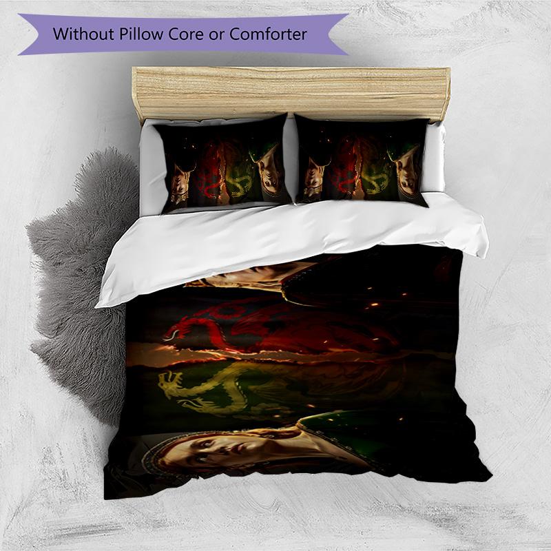 House of the Dragon 3pcs Bedding Set Duvet Cover Closure Includes 1 Duvet Cover & 2 Pillowcases for All Seasons Bedroom Home Dorm Decor