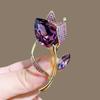 Women's Elegant Purple Tulip Flower Brooch Floral Lovers Chest Flower Coat Pin Fashion Dressing Jewelry Gift