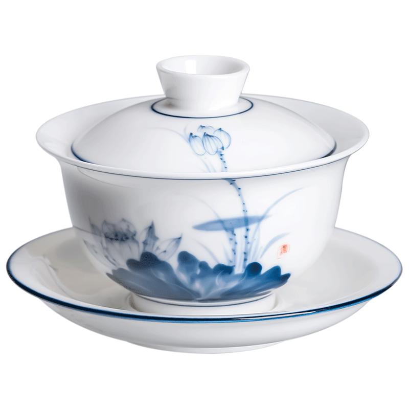 Buzhuo Mutton Fat Jade White Porcelain Gaiwan Tea Set