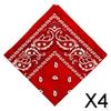 4xUnisex Cotton Paisley Bandana Cowboy Head Scarf Wrap Red