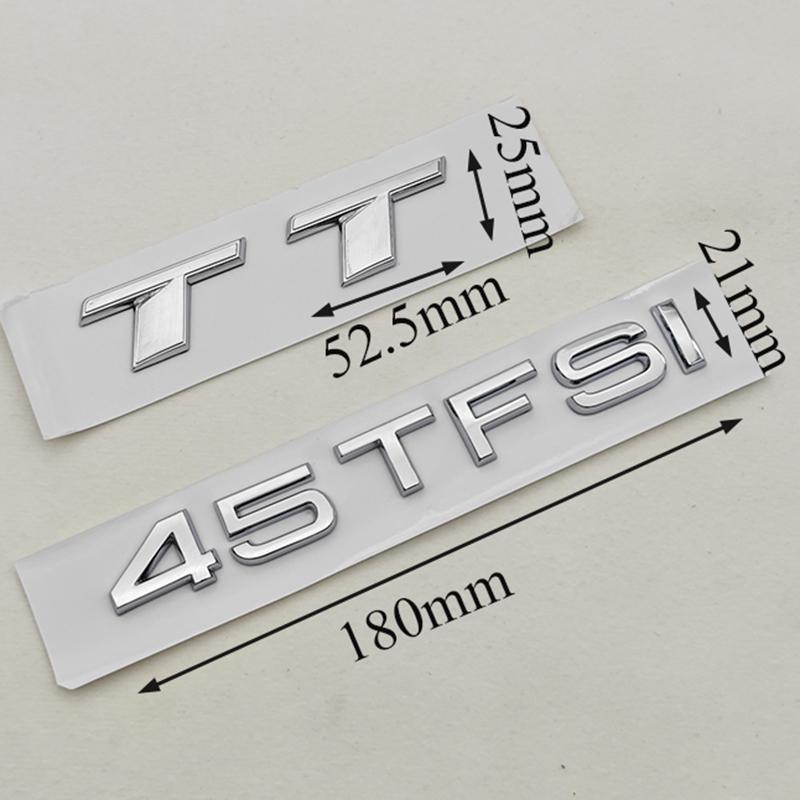 1pc 3D ABS Chrome Black Car Sticker Logo TT 40 TFSI 45 TFSI Rear Trunk Badge Emblem Decals For 4HGFC TT 45TFSI 40TFSI Accessories