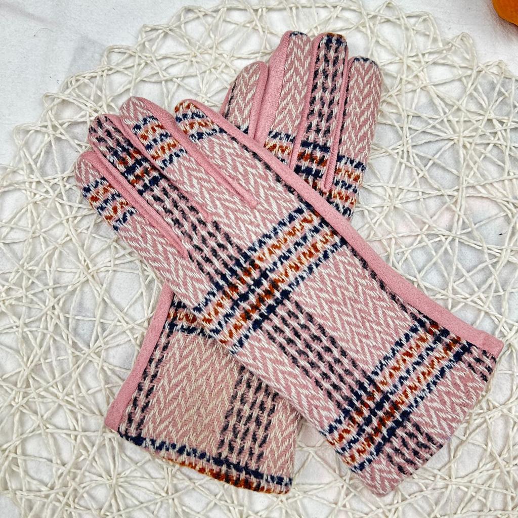 Перчатки из замши для японских девушек, клетчатые, флисовые, утолщенные, термоперчатки для студенток с разделением пальцев