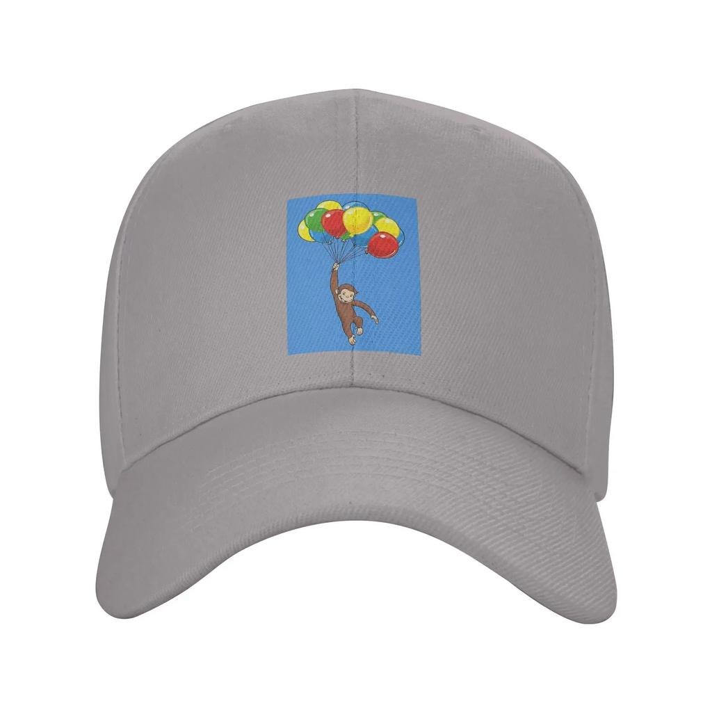 Curious George with balloons Baseball Caps Snapback Fashion Baseball Hats Breathable Casual Casquette Outdoor Men's And Women's