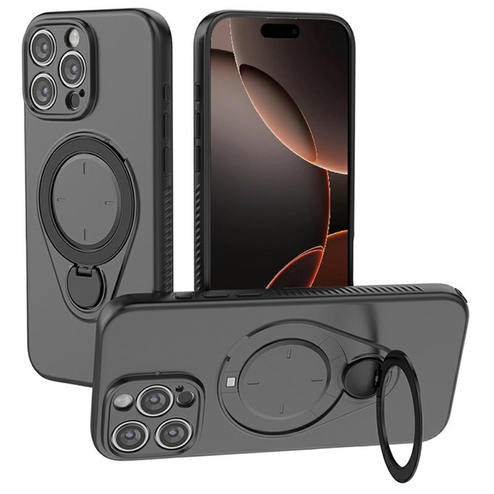 Для iPhone 16 Pro Магнитный чехол Вращающаяся подставка Чехол для телефона из ТПУ и ПК Совместим с MagSafe
