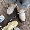 Кожаные женские новые балетки на шнуровке в стиле ретро, универсальные, легкие и дышащие спортивные маленькие белые туфли