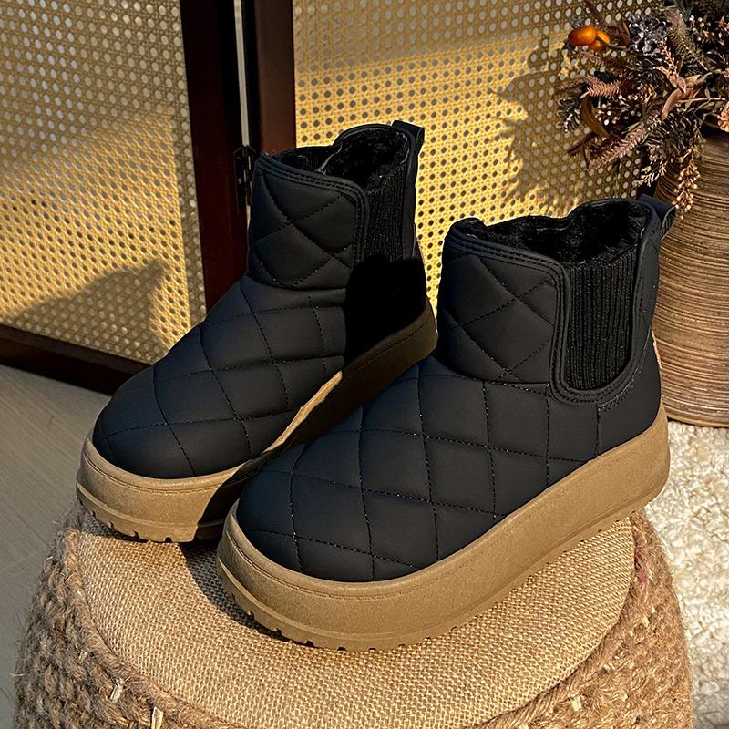Мода 2024 года, новые теплые ботильоны, зимние новые женские модные плюшевые теплые повседневные хлопковые туфли, короткие зимние ботинки с круглым носком
