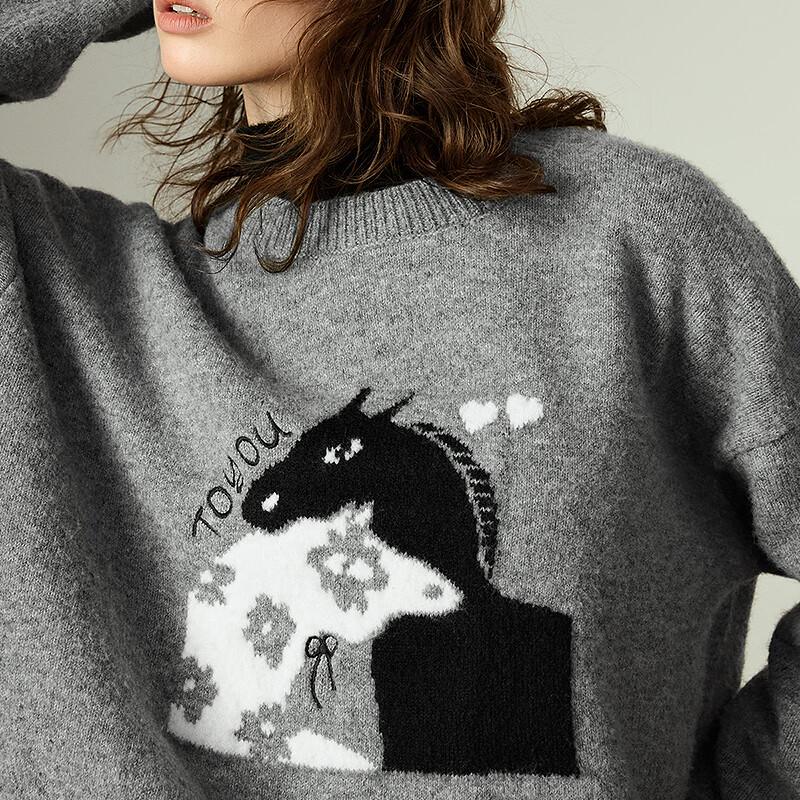 Chuyu Women's Jacquard Knit Wool Blend Sweater