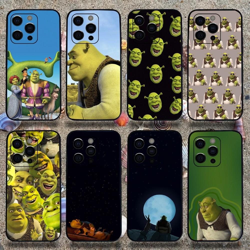 Мультяшный Забавный Чехол Для Телефона S-Shreks Для Apple iPhone 15,14,13,12,11,Pro,X,XS,Max,XR,Plus,Mini Мягкий Черный Чехол