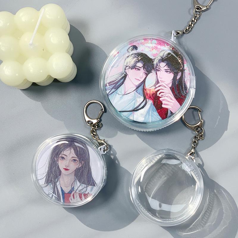 Круглая прозрачная сумка для значков, двусторонняя сумка для хранения значков с меховым помпоном, водонепроницаемый дисплейный чехол для значков, подвесная сумка