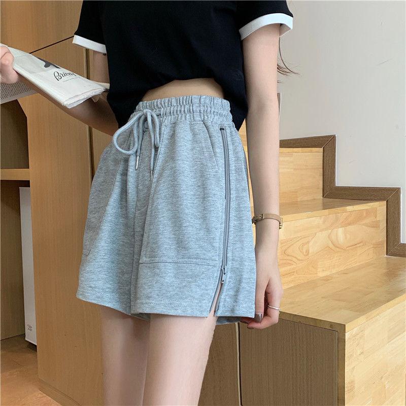 WTEMPO Женские свободные повседневные брюки больших размеров на молнии, студенческие спортивные шорты с эластичной резинкой на талии, удобные большие карманы для спортзала, стадиона