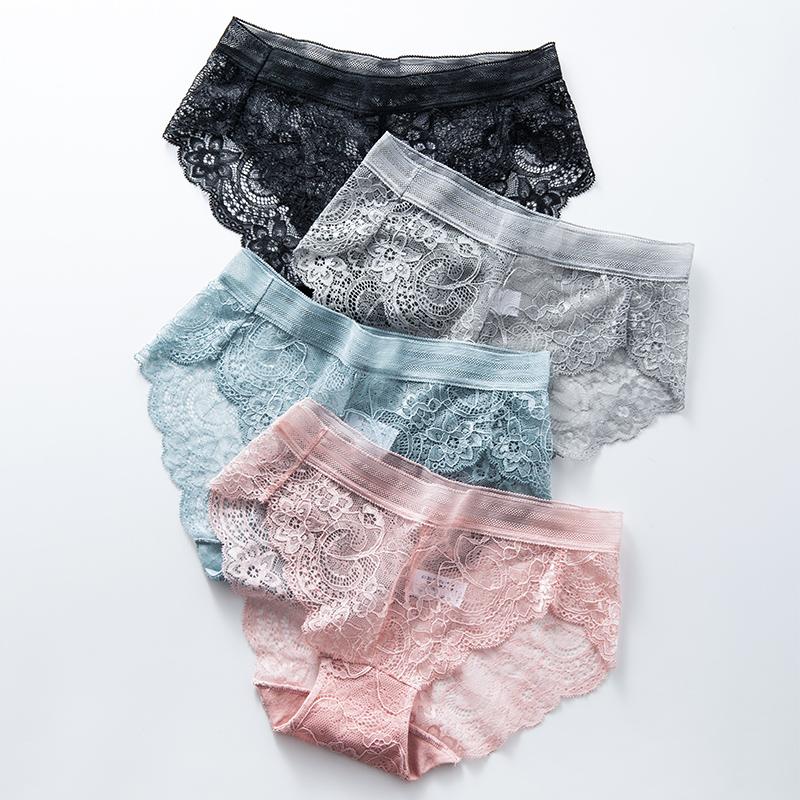 4 шт бесшовные женские сексуальные кружевные трусики хлопковые дышащие трусы для девочек трусы с низкой талией