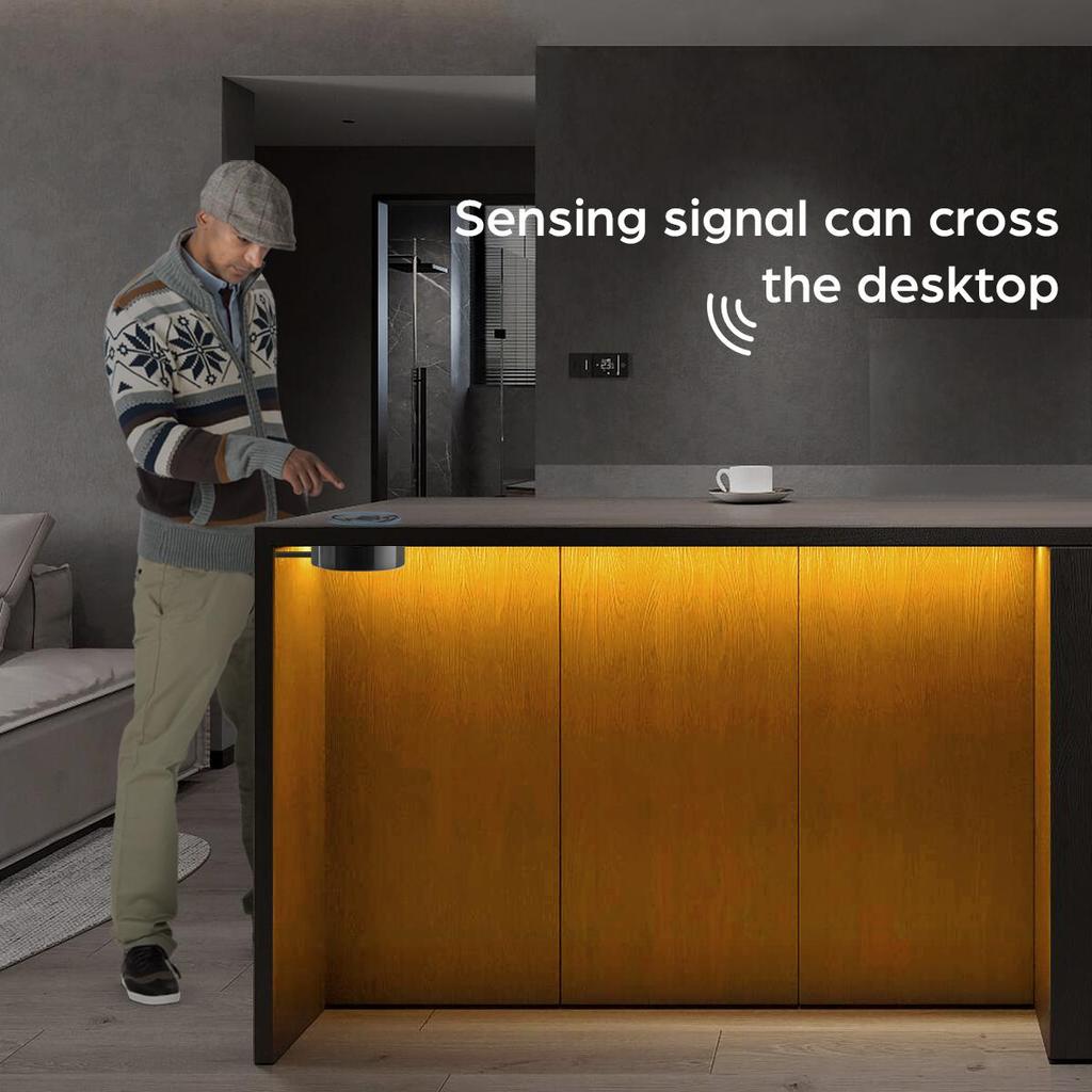 DC24V Black Silicone Tube LED Neon Light Strip With Penetrable Wood Wireless Touch Dimmer Switch DIY Kitchen Cabinet Night Lamp