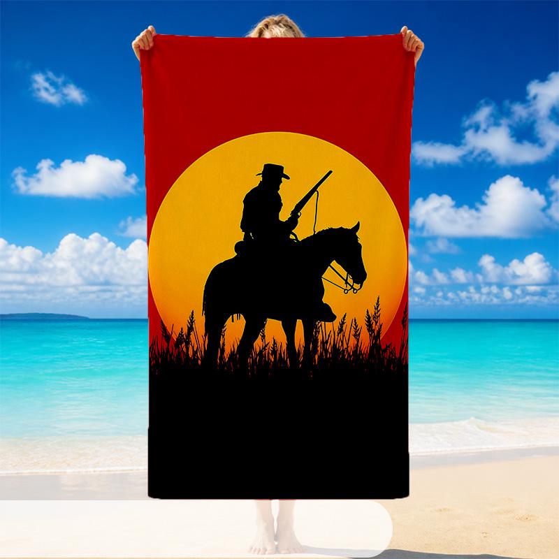 Quick Dry Beach Towel Red Dead Redemption Pattern, Lightweight Absorbent Towel for Pool Beach Vacation Use