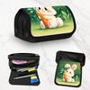 1pc Carrot Bunny Design Double-Layer Pencil Case with a Large Capacity Zipper Closure, Perfect for School, Office, And Travel. It'S an Ideal Gift for 
