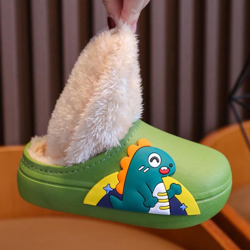 Kids Winter Cotton Slippers: Non-Slip, Warm, Waterproof, Soft Bottom Home Shoes