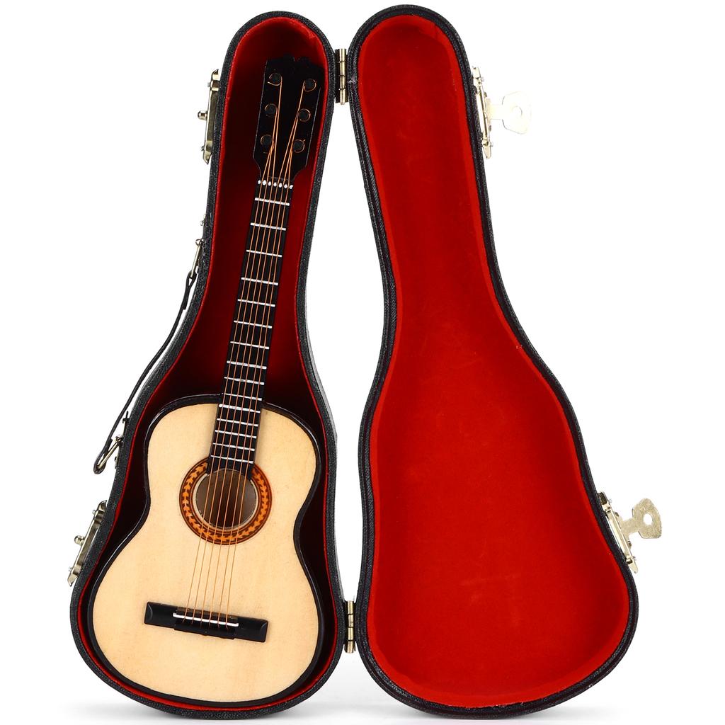 Miniature Wooden Classical Guitar Model with Stand Musical Instrument Ornaments Gifts