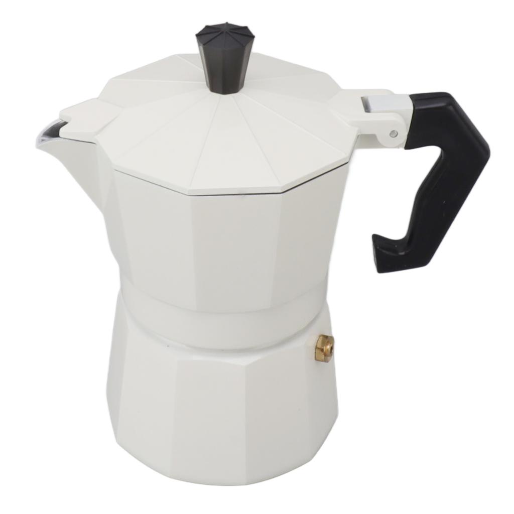 Stovetop Moka Pot Italian Hand Brewed Coffee Maker Aluminum Alloy Kitchen DIY Accessories White 300ml