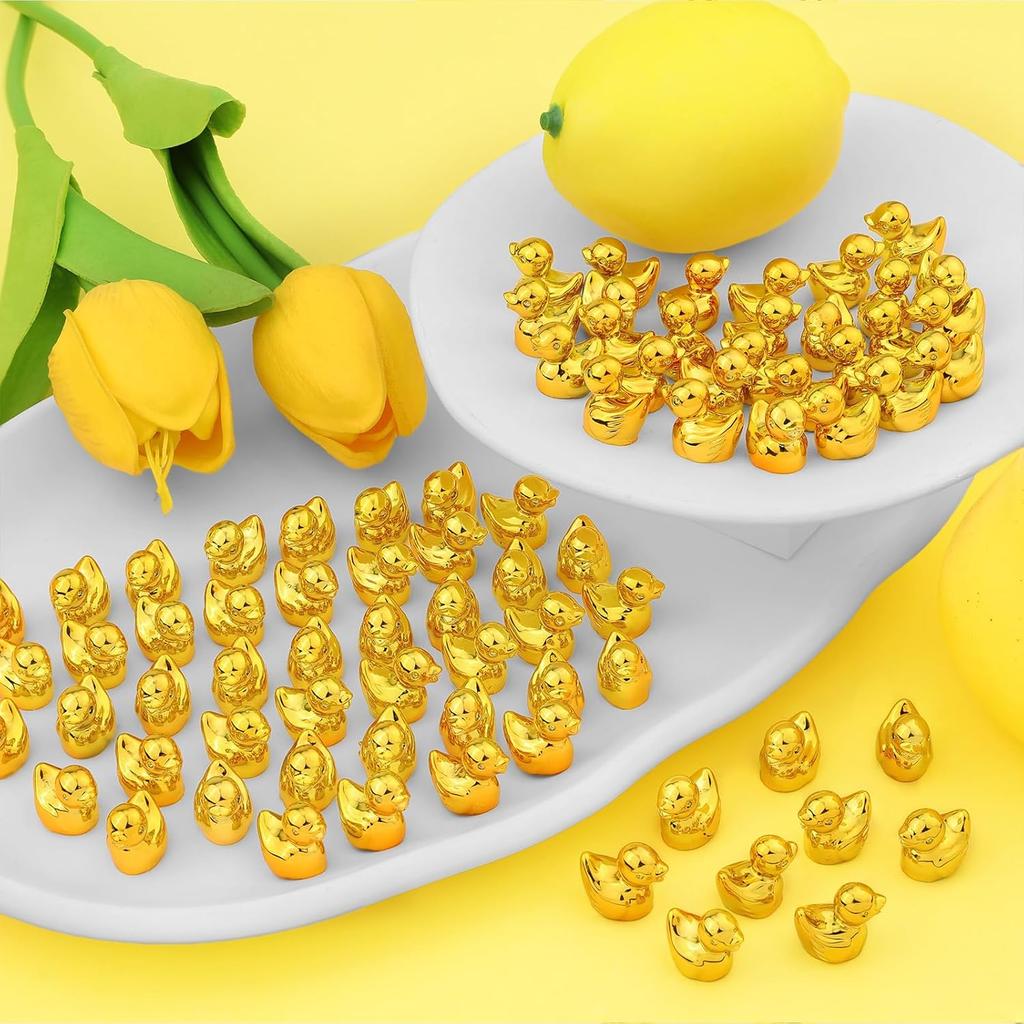 10/20Pcs Mini Golden Duck Figurines Gold Animal Decor For Birthday Party Favor Fairy Garden Gift