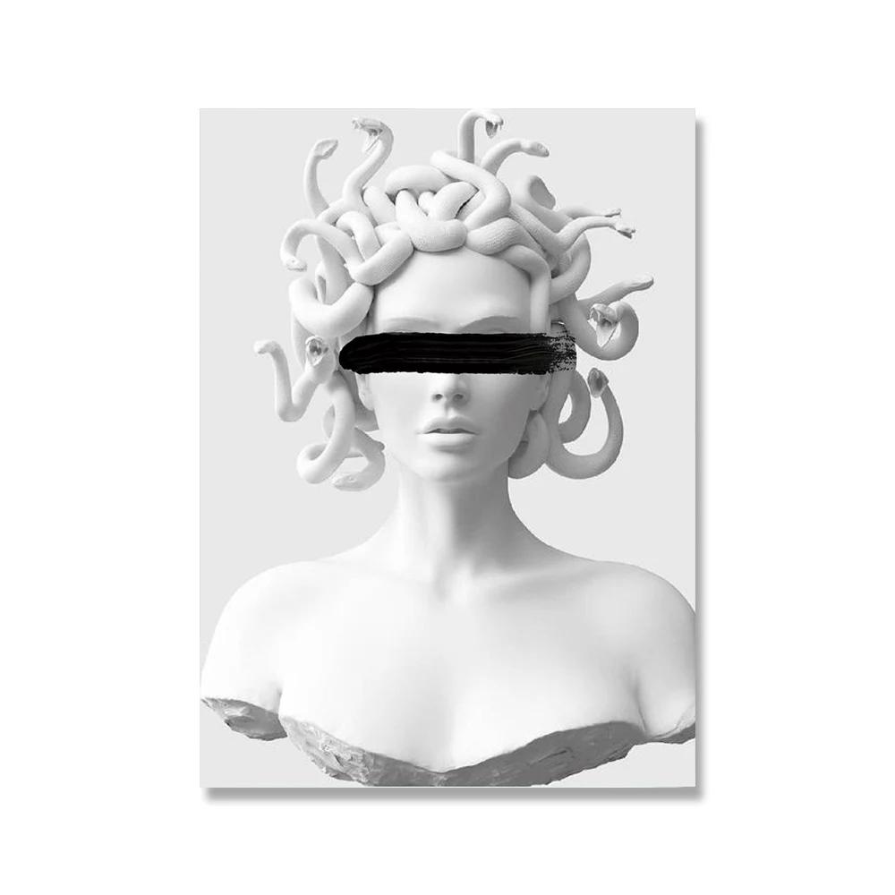 Современная мраморная скульптура Аполлона Настенное искусство Дэвид Граффити HD Холст Постеры Принты Домашний декор Спальня Гостиная Подарки